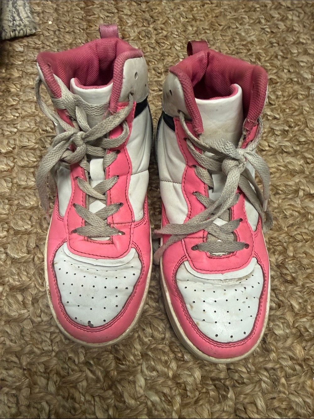 Just USA Kids High-Top Sneakers in Pink and White